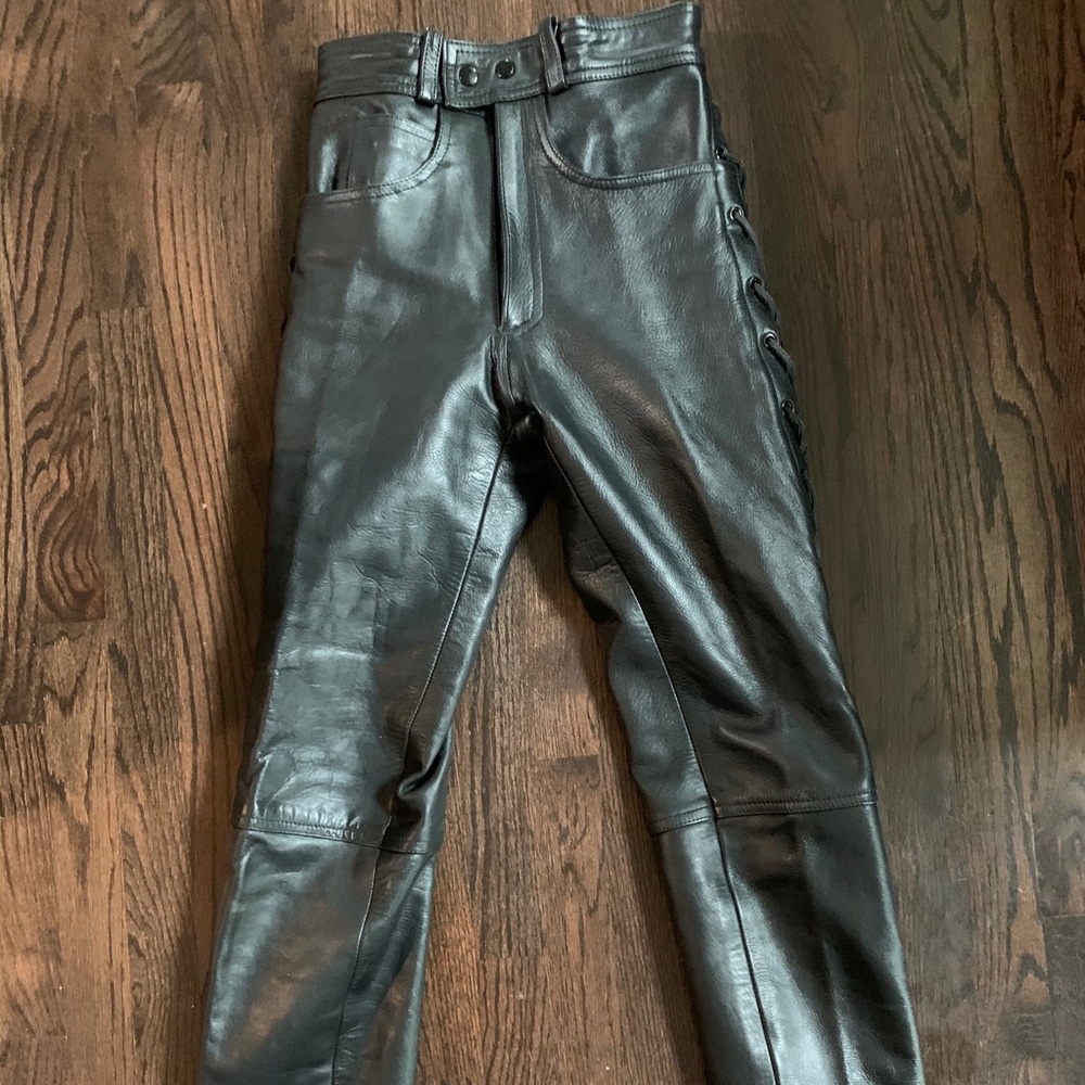 Motorcycle biker leather riding pants xxs